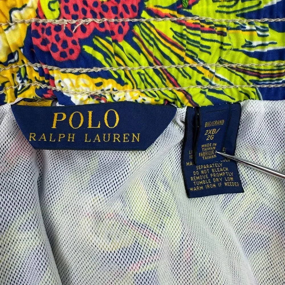 Polo Ralph Lauren Swim Trunks Men's 2XB Lined Blue Hawaiian Hibiscus Floral 6.5